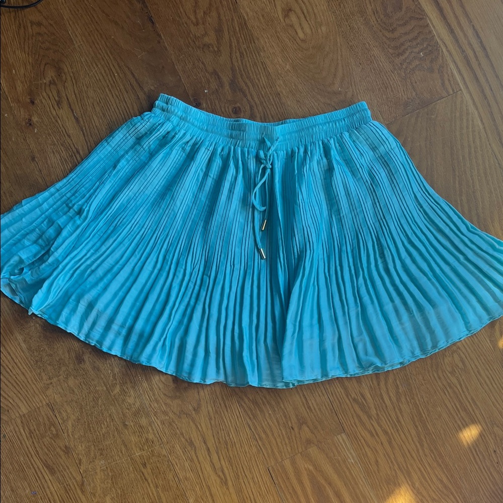 Mustard Seed Teal Pleated Skater Skirt